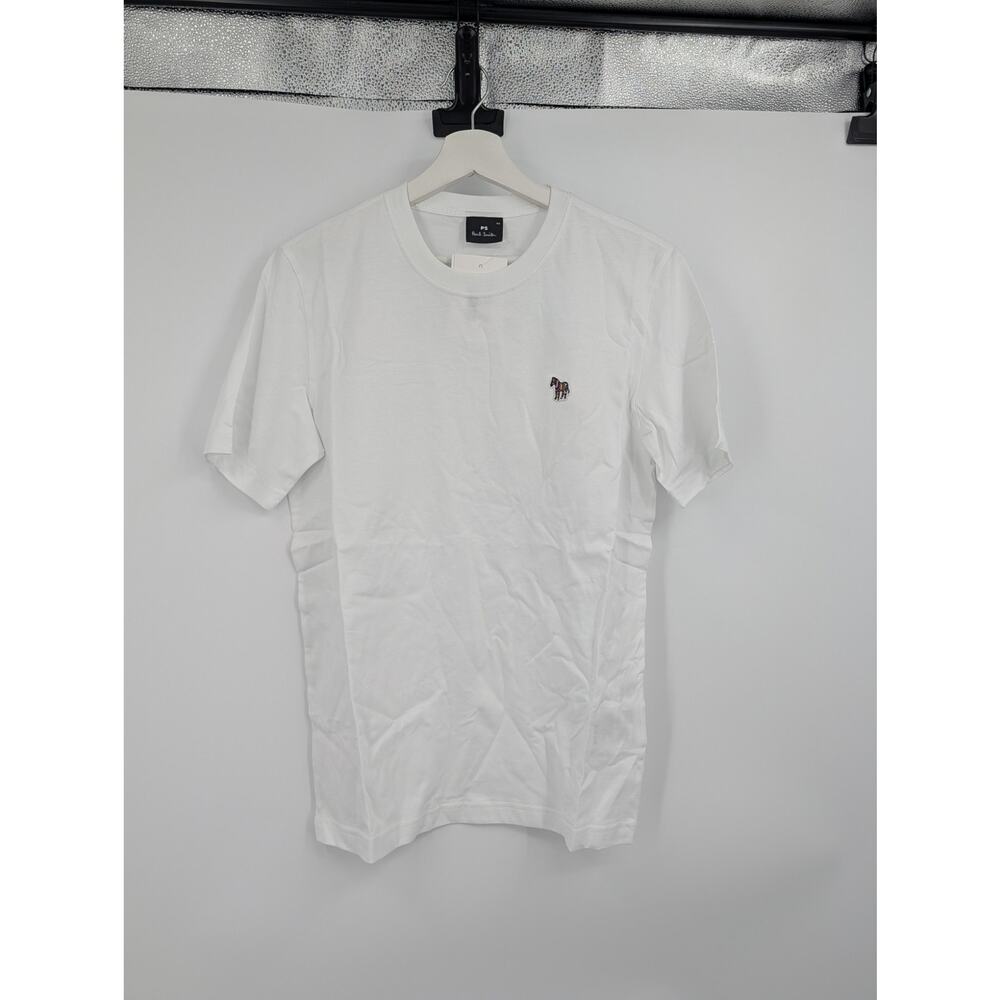 NWT PS Paul Smith White Cotton Zebra Logo Crew Neck T Shirt Men's XS